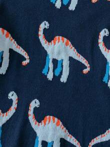 Boys Cute Colorful Dinosaur Pattern Round Neck Sweater Long Sleeve Knit Pullover Suitable For Daily Casual Wear Spring Autumn Winter - Navy Blue - View 6