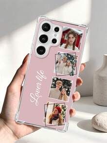 Personalized DIY Custom Photo 4-Image Text Transparent Anti-Drop Phone Case, Suitable For A26, S26, S26 Ultra, S25, S25 Plus, S25 Ultra, 17 Pro, 17 Pro Max, 17e, 18 Pro Max, 18, 10, 9, 8, 7, 6, Android Phone Custom Image Design Protective Case, Couple Friends Gift, Outdoor Carry - Clear - View 4