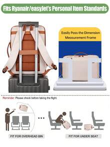 Myco 中性登機旅行背包，飛行認證 40L 個人隨身行李袋，附 3 個收納袋，適合週末旅行、大學、辦公室 - 米色 - 查看 6