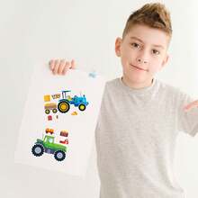 8/16pcs Farm Tractor Face Change Stickers, Christmas Gift, Parent-Child Interactive Toy, Holiday Party Gift Bag Filler Toy Stickers, Birthday Gift, Handmade Stickers - Mixed Color - View 7