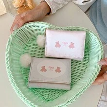 韓式夢幻三折錢包 熊造型卡夾 ID 證件夾 萬聖節聖誕節國慶禮物 - 彩色 - 查看 12