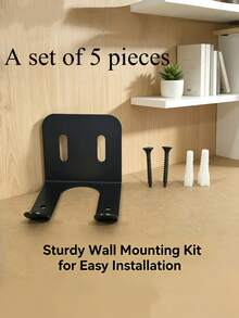 1 Set Black Metal Wall-Mounted Tool Rack, Multi-Functional Storage Organizer, Kitchen And Bathroom Tool Organizer, Practical Hooks - Storage Rack - View 8