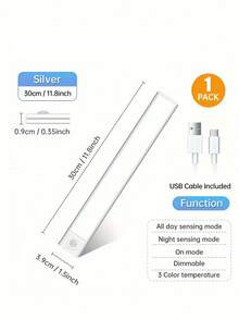 1件白色貝殼造型LED感應燈，適用於櫥櫃下方、衣櫃、樓梯、走廊、層架等，無線磁吸式USB充電廚房小夜燈，電池供電，尺寸：3.9英吋或7.9英吋 - 白色 - 查看 12
