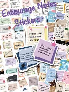 100PCS Encourage Notes Stickers – Inspirational Motivational Positive Affirmation Decals – Aesthetic Vintage Pastel Boho Stickers For Journal, Scrapbook, Guitar, Notebook & DIY - Multicolor - View 1