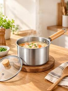 Stainless Steel Milk Pot Set, 3-In-1 Multi-Function Pot With Fryer Basket And Glass Lid, Home Kitchen Stewing, Boiling, Frying, Oil Filtering, Single Person Meal, Noodle Cooking, Soup Making, Small Fryer - View 4