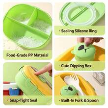 Lucky Bento Double-Layer Divided Lunch Box, Multi-Compartment Storage Bento Box With Lockable Seal, Portable Outdoor Meal Box, Cute Cartoon Design Sealed Lunch Container, Multi-Section Fresh-Keeping Lunch Box With No Flavor Mixing - Multicolor - View 4