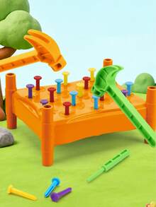 Colorful Nail Pounding Bench, Hand-Eye Coordination Training Intelligent Toy, Baby Hand Strength Exercise And Focus Developing Tool, Suitable For Boys And Girls Over 3 Years Old, Birthday Gift, Essential Holiday Gift - Multicolor - View 5