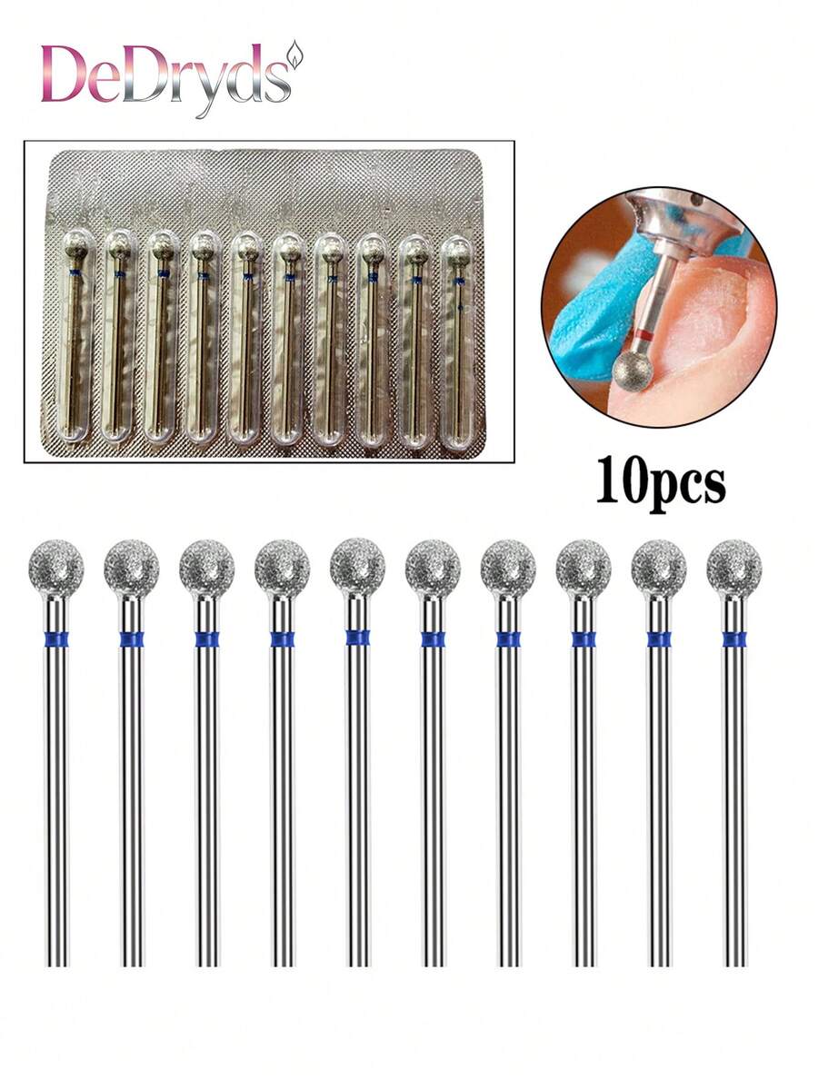 DeDryDS 5.0mm Nail Grinder Heads, 10pcs Set, Blue Round Storage Box, Multi-Color Options, Professional Callus Remover Suitable For Pedicure And Manicure