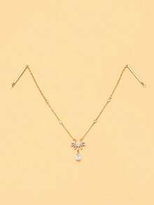 STONEFANS 1pc Starry Water Drop Pendant Back-Wear Hair Chain, Niche Design Water Drop Headpiece Bridal Wedding Hair Accessory - Multicolor - View 8