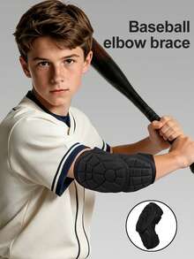 1pc Youth Baseball Elbow Guard, Unisex Cycling & Dancing Elbow Support, Adjustable Elastic Strap Protective Gear - Black - View 1