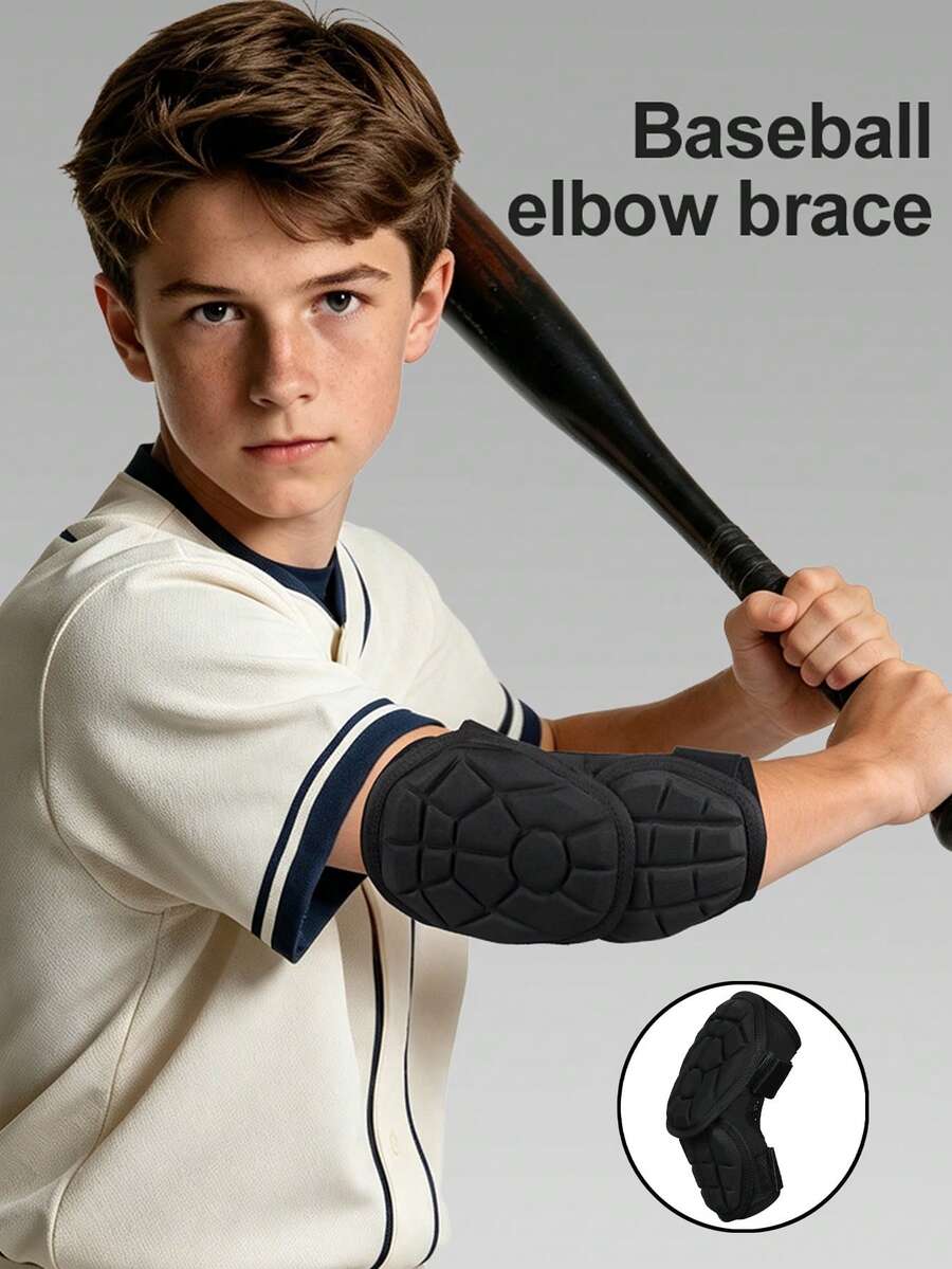 1pc Youth Baseball Elbow Guard, Unisex Cycling & Dancing Elbow Support, Adjustable Elastic Strap Protective Gear - Black - View 1