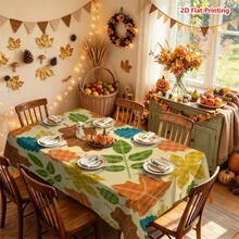 1/2pcs Autumn Tablecloth, Autumn Maple Leaf Plaid Polyester Tablecloth Suitable For Dining Table, Kitchen, Coffee Table, Picnic, Camping, Country Farmhouse Decor, Thanksgiving Holiday Tabletop Protection And Beautification - Multicolor - View 11