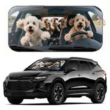 1pc Cute Puppy Car Sunshade, Fun Car Accessory Design, Suitable For Beautiful Ladies, Made Of Polyester Fiber, Effectively Blocks UV Rays, Protects Car Interior, Easy Installation, Suitable For Multiple Car Models, Heat Insulation And Privacy Protection Functions, Keeps Car Interior Cool, Foldable, Convenient Storage - A - View 1