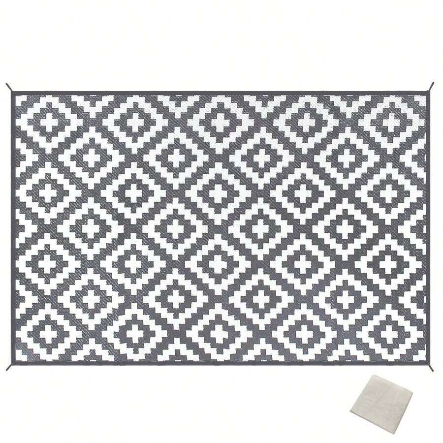Foldable Outdoor Rug Large 150*245cm Lightweight Portable Garden Camping Party Beach Outdoor Essential Easy Clean Compact Storage, Suitable For Entrance, Balcony, Garden, Outdoor, Yard, Living Room, All Seasons Soft Rug Mat, Home Decor - 150*245cm - View 1