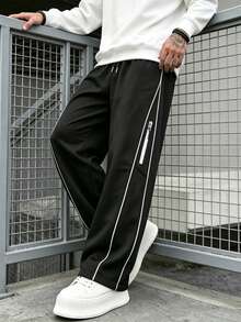 Men's Spring/Summer Casual Loose Straight Leg Fashion Sports Sweatpants - Black - View 2