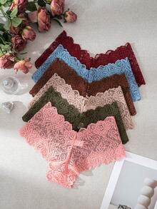 6pcs Plus Size Women's Sexy Lace Triangle Panties - Multicolor - View 3