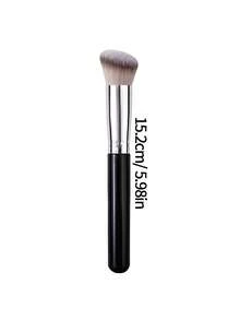 Angled Foundation Brush, High Density Soft Bristle Concealer Brush, Non-Absorbent Makeup Brush, Portable Foundation Brush For Beginners, Liquid Foundation, Cream Contour Multi-Use Makeup Tool - Black - View 9