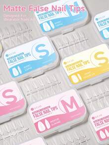 UR SUGAR 100Pcs Full Cover Press On Nail Tips Medium Almond Short Coffin False Nail Soak Off Gel Nail Extension Tips Capsule - Clear - View 3