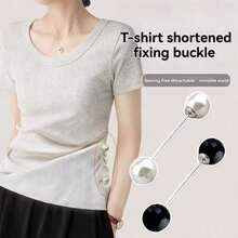 6/4/2Pcs T-Shirt Shortening Tool Invisible Waist Cincher Hem Tightener Adjustable Buckle Round Bead Pin No-Sew Knot Button - Multicolor - View 8