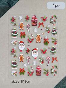 1pc Red-Brown Glitter Texture Christmas Theme Decorative Sticker, Rich Christmas Elements, Delicate And Exquisite Pattern, Suitable For Earphone Case, Phone Case, Water Cup, Scented Candle Cup, Holiday Gift Box, Etc., Lively And Festive, Creating A Full Atmosphere Christmas Holiday Style - Santa Claus Bow - View 6