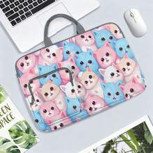 Women's Cute Cat Pattern Printed Laptop Bag/Storage Bag - Made Of Soft Fabric, Compatible With Various Laptop And Tablet Devices; Equipped With Outer Zipper Pocket And Fixed Handle, Large Capacity Storage, Balancing Protection And Portability, Suitable For Work, Study And Travel, Essential For Daily Commute - Grey - View 11