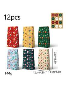 Christmas Gift Bags, Gift Wrapping Bags, Santa Claus Flat Paper Bags, Christmas Eve Gift Wrapping Bags - Multicolor - View 11