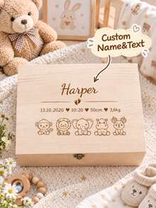 Personalized Animal Theme Birthday Keepsake Box, Suitable For Girls And Boys, Personalized Memory Box, Baby Keepsake Memory Box, Children's Gift - Multicolor - View 1