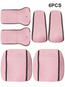 6/2pcs Universal Car Seat Covers, Pink Premium Faux Leather Seat Cushions With Crown Logo And Shiny Rhinestone Trim, Non-Slip Bottom, Breathable And Wear-Resistant, Car Seat Pads - Type a - View 12