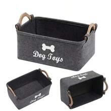 Felt Pet Toy Box, Dog Toy Box, Storage Basket Box Organizer - Perfect For Organizing Pets - Black - View 2
