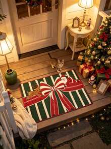 1pc Christmas Santa Reindeer Bow Doormat, Small Rug, Welcome Mat, Carpet, Floor Mat, Outdoor Doormat, Kitchen Rug, Home Decor, Front Door Mat, Area Rug, Outdoor Mat, Home Decor, Area Carpet, Garden Rug, Washable Carpet - Multicolor - View 2