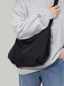 Black Nylon Crossbody Tote Bag, Soft Large Capacity Hobo Shoulder Bag With Adjustable Strap For Women - Multicolor - View 7