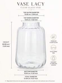 Large XXL Transparent Lacy Glass Vase – A Versatile Glass Vase For Bouquets And Cut Flowers; A Decoration For Tables, Sideboards, And Windowsills; Suitable For Homes, Offices, Restaurants, And Gifting; Simple, Elegant Design - Lacy - View 4