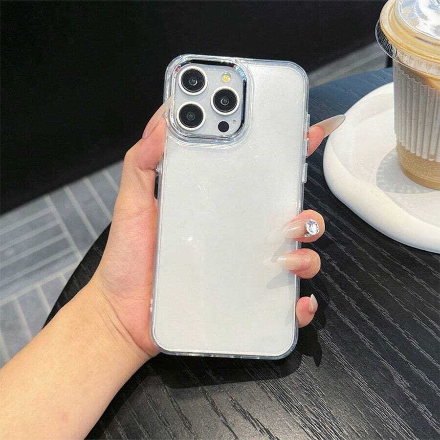 Apple 智慧時尚手機殼,高端質感,加厚硬質材料,純色邊框,個性創意透明色 - 彩色 - 查看 1