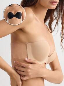 1pc Women's Side-Wing Adhesive Bra, Invisible Seamless Comfortable Sticky Bra, Good Coverage, Makes Small Breasts Look Fuller, Suitable For Small Breasts, Evening Gowns, Wedding Dresses, Photography, Vacation, Travel - Multi-color - View 1