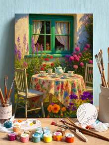 1 Set Of Digital Oil Painting Set, Suitable For Beginners, Afternoon Tea-Adult Beginner Set, Birthday Gift, Anniversary Gift, Holiday Gift, Home Decoration. - A - View 1