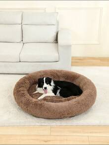 Deep Sleep Dog Bed Long Plush Round Calming Pet Bed Winter Warm Cat Bed Large Dog All Season Universal Dog Mat - Brown - View 8