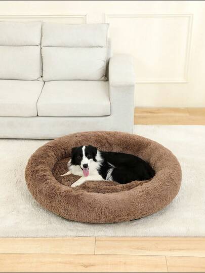 Cama para perro de sueño profundo, felpa larga redonda, cama calmante para mascotas, cama cálida de invierno para gatos, cama grande para perros, alfombra universal para perros de todas las estaciones