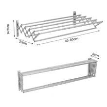 Wall Mounted Clothes Drying Rack 43-80cm Foldable Retractable Steel Rack - A - View 5
