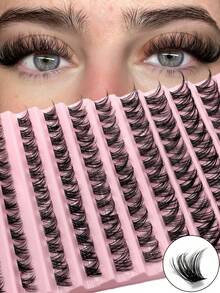 Asiteo 120pcs D Curl Fluffy Cluster False Eyelashes, Thin Crossed Daily Makeup Look, High Capacity Reusable Single Cluster False Eyelashes, Suitable For Home Use - D - View 1