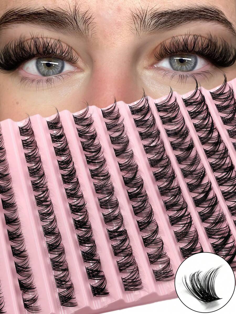 Asiteo 120pcs D Curl Fluffy Cluster False Eyelashes, Thin Crossed Daily Makeup Look, High Capacity Reusable Single Cluster False Eyelashes, Suitable For Home Use - D - View 1