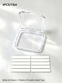 3/2/1pc Wearable Nail Storage Box, Includes 10pcs Double-Sided Adhesive, Artificial Nail Display Storage Box, Nail Organizer Box, Transparent Nail Packaging Box, Suitable For Nails, Adhesive Stickers Can Be Purchased Separately - Clear - View 11