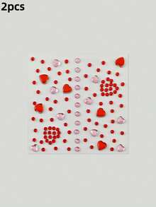20pcs/15pcs/10pcs/5pcs/3pcs/2pcs/1pc Red Heart & Star Face Rhinestone Stickers, Self-Adhesive Face & Body Rhinestones, Red & Pink Heart Makeup Glitter, Suitable For EDM Music Festival, Halloween Costume Makeup - Multicolor - View 14