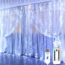 LED Remote Control String Lights, Hanging Curtain Lights, 8 Flashing Modes, Fairy Lights, Suitable For Christmas, Halloween, Holiday Parties, Garden Backyard String Lights, Outdoor String Lights - USB Curtain Light - View 2