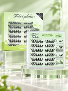 No Glue Needed One-Step Application Segmented 36-Cluster Self-Adhesive Faux Fiber Lashes, Ultra-Fine Black Stem, Dense, Curly, Lightweight, Soft, Non-Irritating, Long-Lasting Hold, Resistant To Shedding, Suitable For Daily Light Makeup, Date And Party Looks - C - View 8