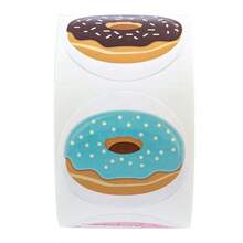 1pc Roll Sweet Donut Sticker Label Decorative Stationery Sticker Gift Packaging Floral Envelope Seal Adhesive Sticker - Multicolor - View 5