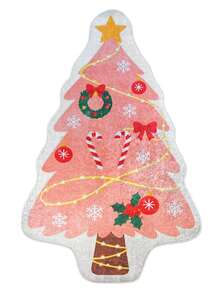 Christmas Washable Non-Slip Area Rug – Thin Soft Living Room Carpet, Kitchen Rug & Runner, Festive Holiday Home Decor - Pink - View 3