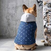 1pc Pet Dog Jacket With Back Leash Ring, Denim Color Hooded Jacket, Suitable For Small/Medium Dogs, Puppies And Cats, For Outdoor And Indoor Wear In Cold Autumn/Winter Weather - Blue - View 8