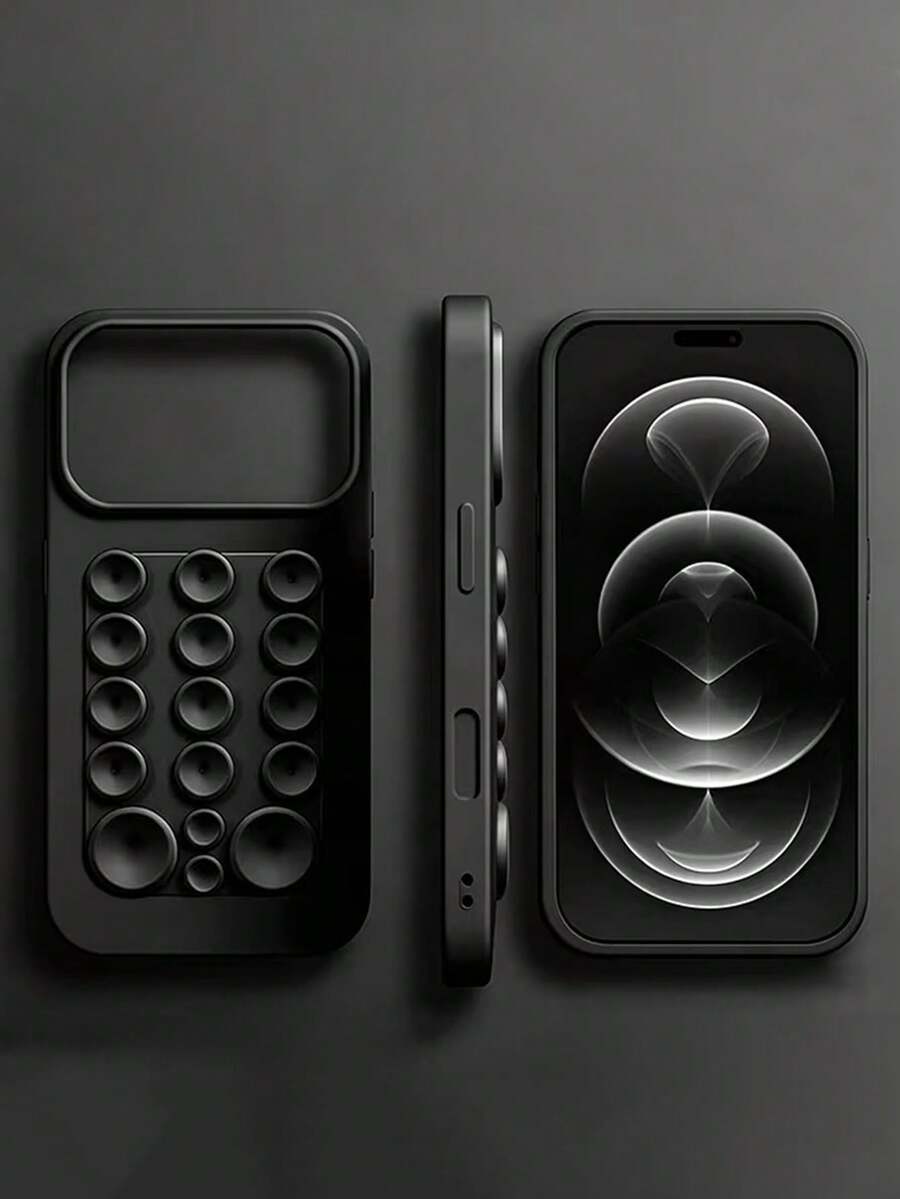 Casing Ponsel Lembut Silikon Cair Mewah dengan Perekat Hisap, Kompatibel dengan iPhone 18ProMax 18Pro 17ProMax 17Pro 17 16ProMax 16Pro 16 15 14 13 Pro Max, Casing Belakang Tahan Guncangan dengan Daya Rekat Kuat - Hitam - View 1