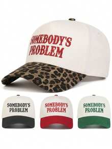 1pc Women's "Somebody's Problem" Trucker Hat, Personalized Embroidered Letter Baseball Cap, Street Fashion 5-Panel Hat, Spring/Autumn Travel, Beach, Summer Outdoor Sun Protection Casual Hat - Somebody's Problem - View 1