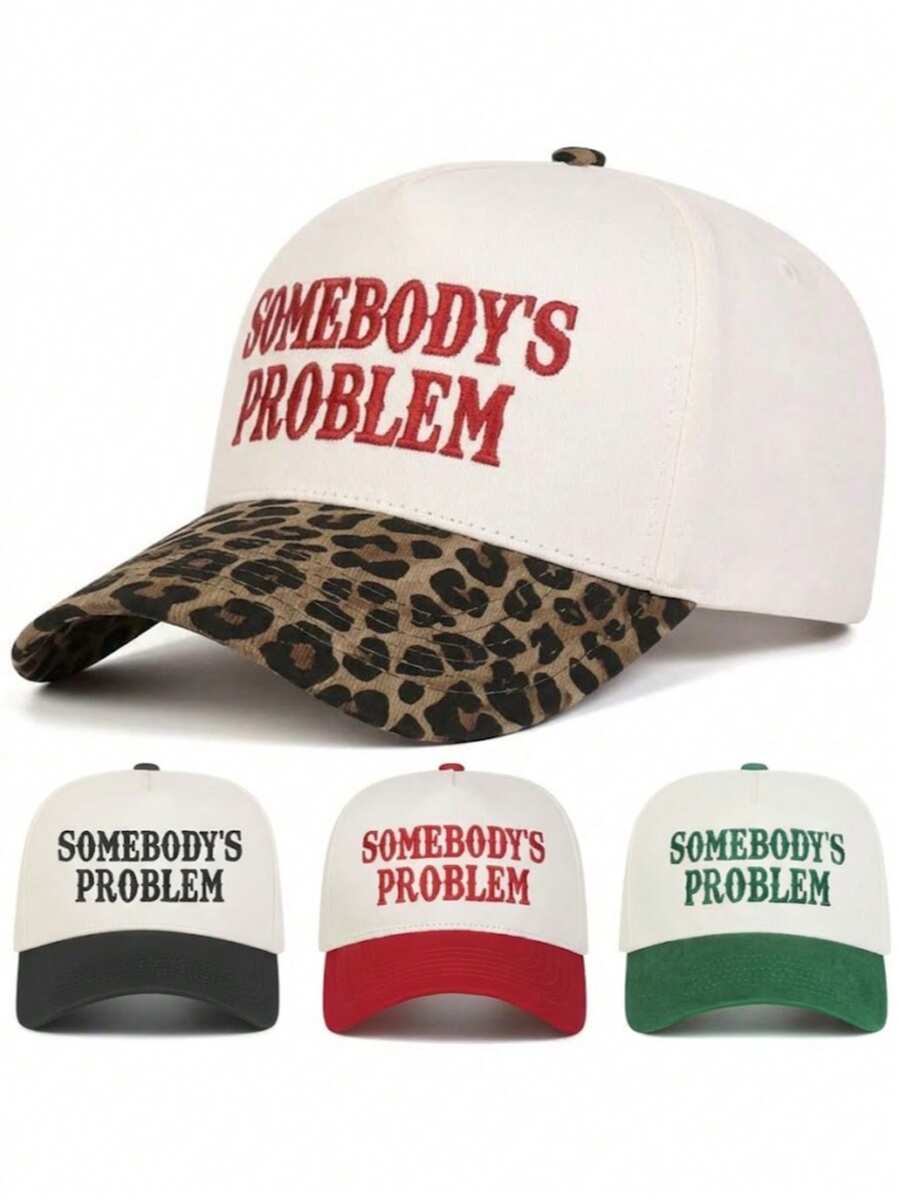 1pc Women's "Somebody's Problem" Trucker Hat, Personalized Embroidered Letter Baseball Cap, Street Fashion 5-Panel Hat, Spring/Autumn Travel, Beach, Summer Outdoor Sun Protection Casual Hat - Somebody's Problem - View 1
